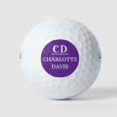 Balles De Golf Nom monogramme pourpre (Devant)