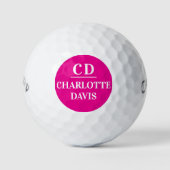 Balles De Golf Nom monogramme rose chaud (Devant)