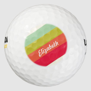 Balles De Golf Nom personnalisé arc-en-ciel pastel