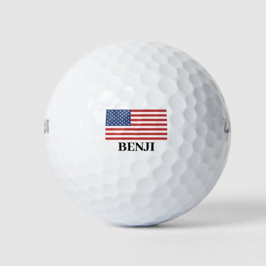 Balles De Golf Nom personnalisé avec drapeau américain (Devant)