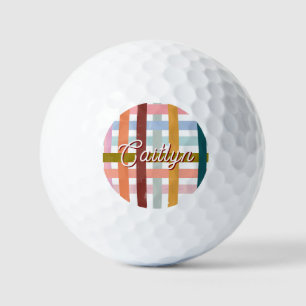 Balles De Golf Nom personnalisé CUSTOM tissé rayures rétro