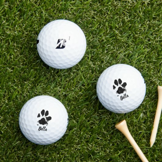 Balles De Golf Nom personnalisé de l'Empreinte de patte de chien  (Herbe in situ)