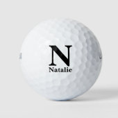 Balles De Golf Nom personnalisé Élégant Monogramme noir (Devant)