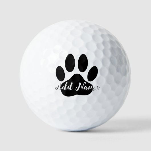 Balles De Golf Nom personnalisé Empreinte de patte de chien (Recto)
