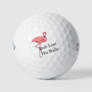 Balles De Golf Nom personnalisé humour golf flamant rose