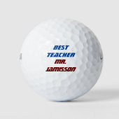 Balles De Golf Nom personnalisé, Meilleur Enseignant, Bleu et Bou (Devant)