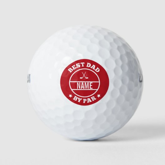 Balles De Golf Nom personnalisé Meilleur papa par par rouge perso (Devant)
