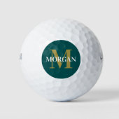 Balles De Golf Nom personnalisé Monogram Dark Turquoise (Devant)