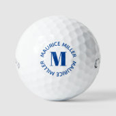 Balles De Golf Nom Personnalisé Monogramme Bleu (Recto)