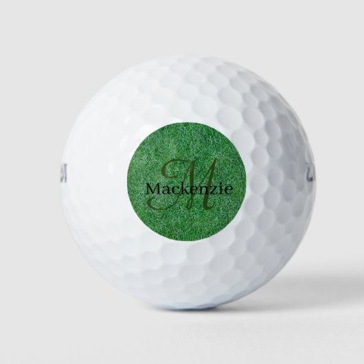 Balles De Golf Nom personnalisé Monogramme Zen Green Gris Nature (Devant)