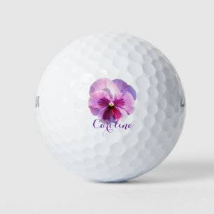 Balles De Golf Nom personnalisé Purple Pansy