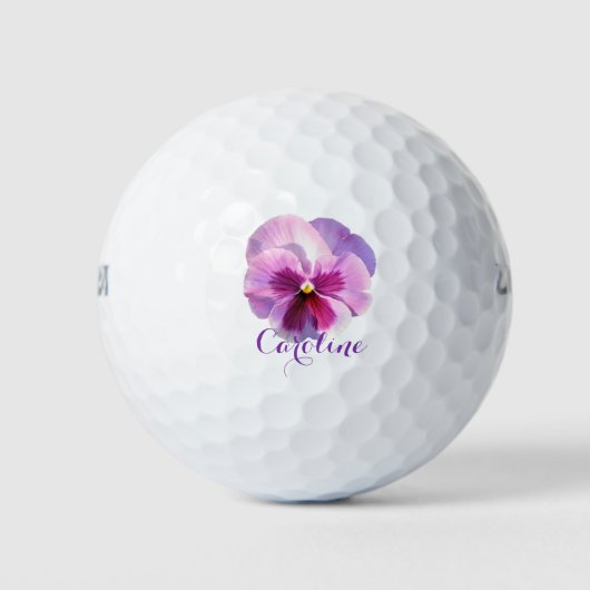 Balles De Golf Nom personnalisé Purple Pansy (Devant)