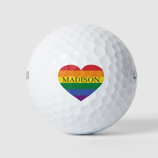 Balles De Golf Nom personnalisé Rainbow Heart (Devant)