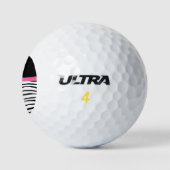 Balles De Golf Nom personnalisé zèbre rayé arc rose (Logo)