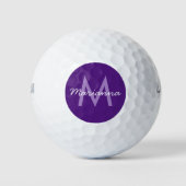 Balles De Golf Nom pourpre et monogramme moderne (Devant)