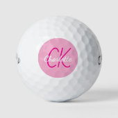 Balles De Golf Nom rose monogramme initiales (Devant)