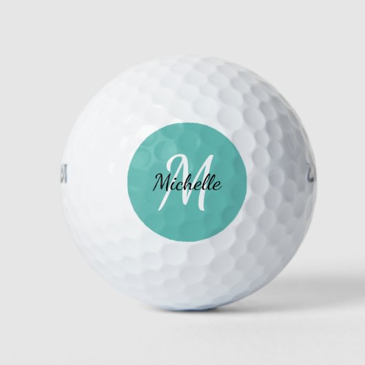 Balles De Golf Nom simple bleu du monogramme + initial (Devant)