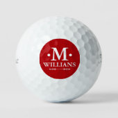 Balles De Golf Nom simple Lettre initiale M rouge foncé (Recto)