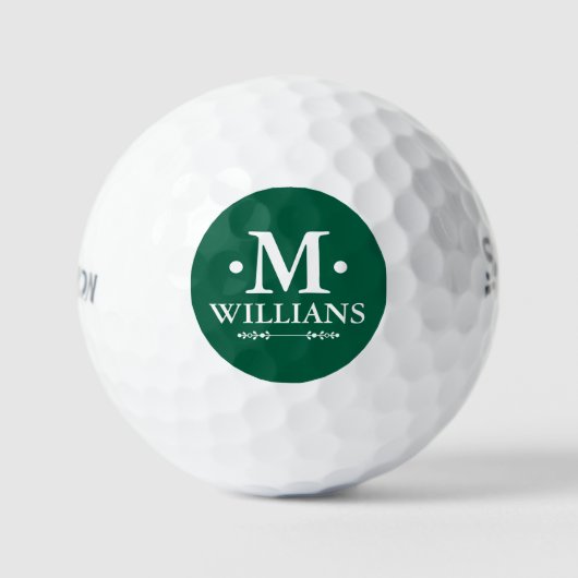 Balles De Golf Nom simple Lettre initiale M Vert (Recto)