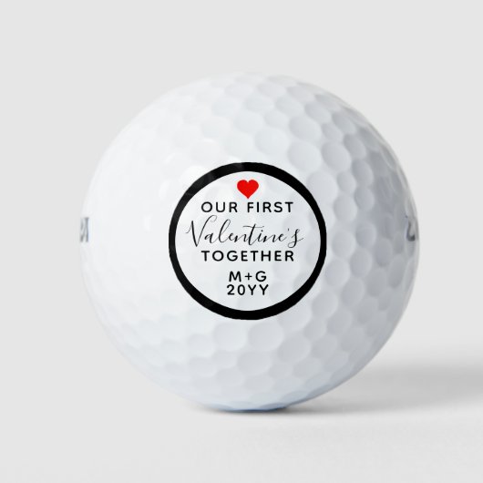 Balles De Golf Nos premiers Valentines Jour Couples Monogramme Co (Devant)