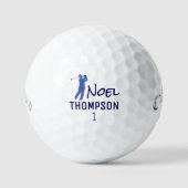 Balles De Golf Numéro 1 Nom de golfeur bleu (Recto)