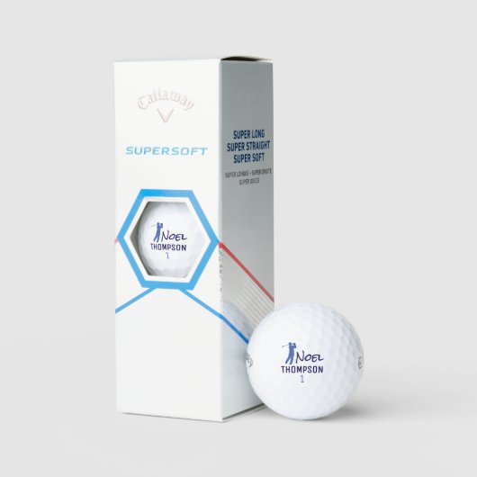 Balles De Golf Numéro 1 Nom de golfeur bleu (Conditionnement)