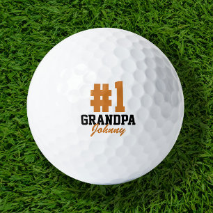 Balles De Golf Numéro Un Grand-Père Orange Fête des pères Monogra