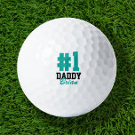 Balles De Golf Numéro Un papa Fête des pères Turquoise Monogramme<br><div class="desc">Créez un cadeau de Fête des pères spécial pour papa ou grand-père personnalisé avec vos photos et texte. Ce design moderne amusant dit "#1 Daddy" en gras avec le nom de votre père dans un script coloré contrastant. Utilisez les outils de conception pour choisir les polices et les couleurs que...</div>