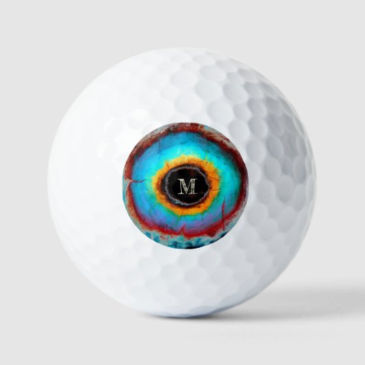 Balles De Golf Oeil cosmique éthéré Monogramme Abstrait Vibrant A (Recto)