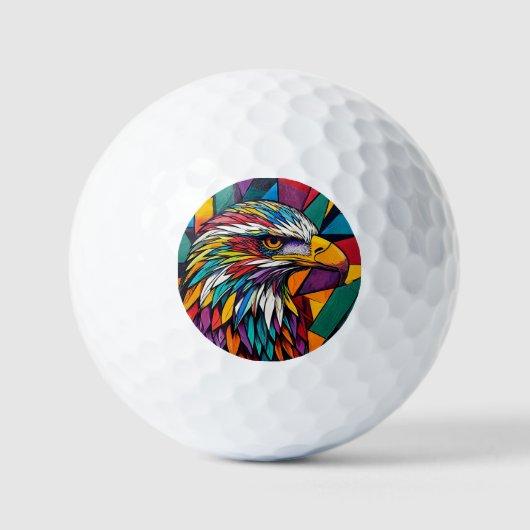 Balles De Golf Œuvre d'art colorée d'aigle (Recto)