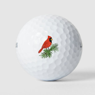 Balles De Golf Oiseau cardinal rouge sur pin