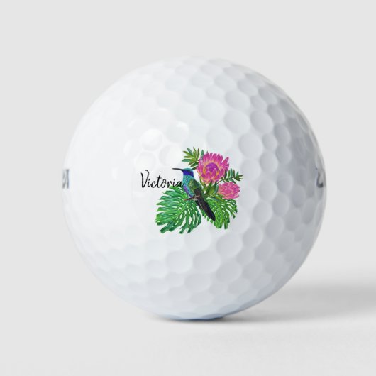 Balles De Golf Oiseau et fleurs de Humming (Devant)