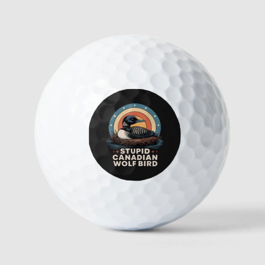 Balles De Golf Oiseau loup canadien stupide  (Recto)