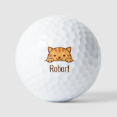 Balles De Golf Orange Tabby Chat Pet Nom personnalisé (Recto)