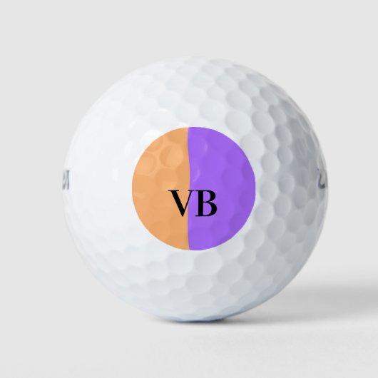 Balles De Golf Orange violet solide ajouter nom lettre monogramme (Devant)