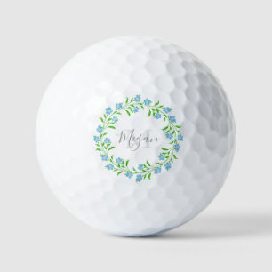 Balles De Golf Oubliez-moi non aquarelle Floral Wreath