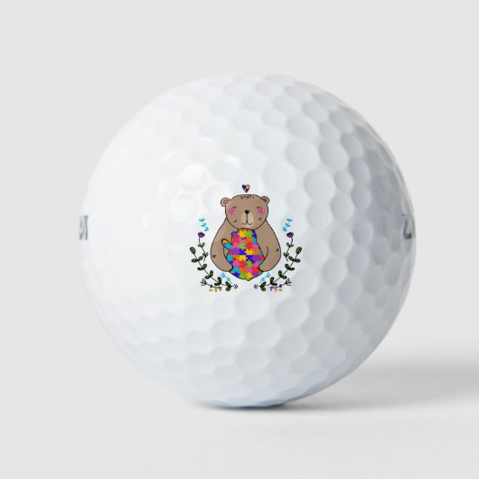Balles De Golf ours autiste floral (Devant)
