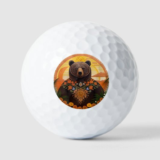 Balles De Golf Ours Brun Majestueux (Recto)