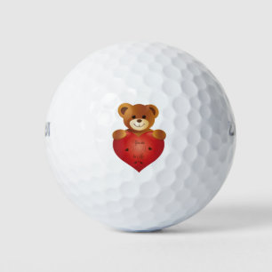 Balles De Golf Ours en peluche mignon au coeur