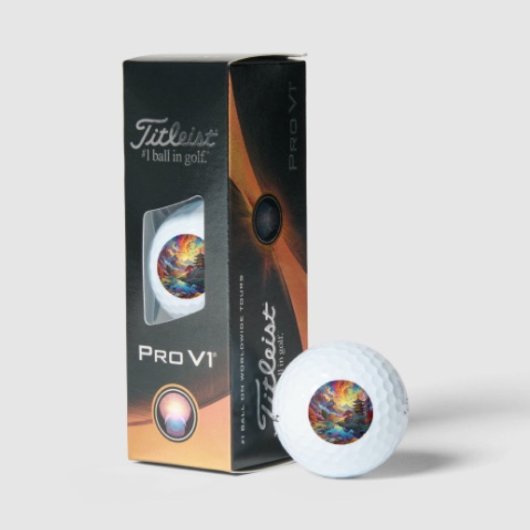 Balles De Golf Pagode et paysage coloré