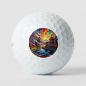 Balles De Golf Pagode et paysage coloré (Recto)