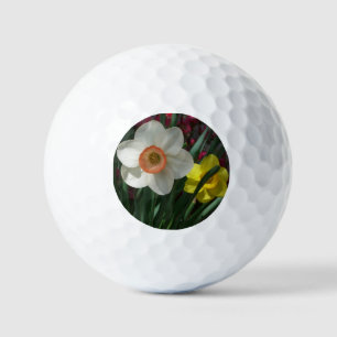 Balles De Golf Pair of Daffodils Pink and Yellow Spring Flowers