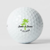 Balles De Golf Palm Tree Nom et Date Modèle Mariage Favoriser (Recto)