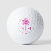 Balles De Golf Palmier rose et blanc Palmier Monogramme (Recto)