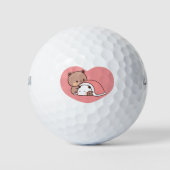 Balles De Golf Panda couple ours, Cute mochi serres pêche amour (Devant)