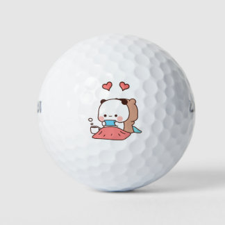 Balles De Golf Panda ours couple, Cute bubu et dudu câlins amour