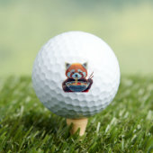 Balles De Golf Panda rouge mangeant un bol de ramen (T-shirt Insitu)
