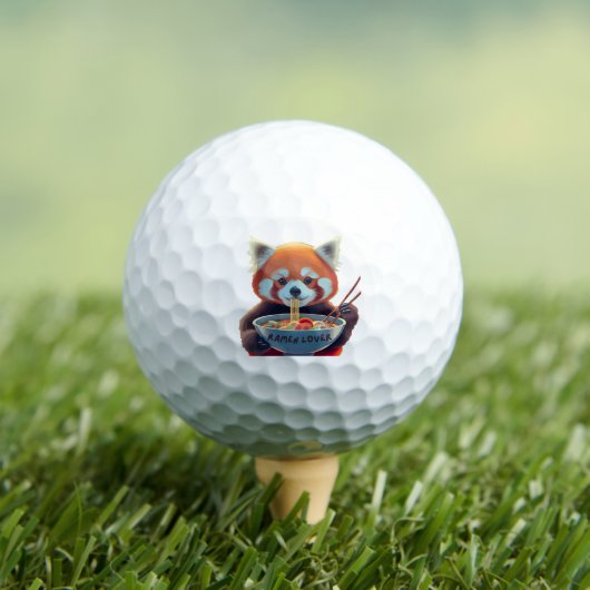 Balles De Golf Panda rouge mangeant un bol de ramen (T-shirt Insitu)