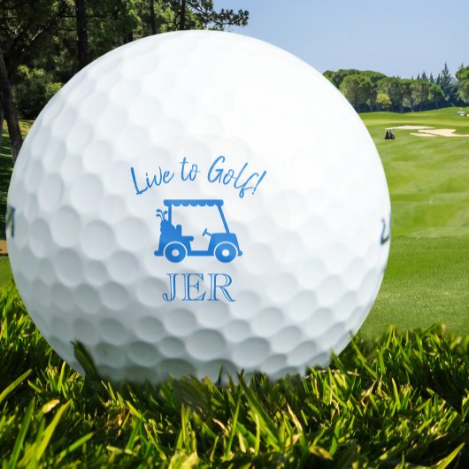 Balles De Golf Panier de golf Initiales monogrammes Live to Golf 