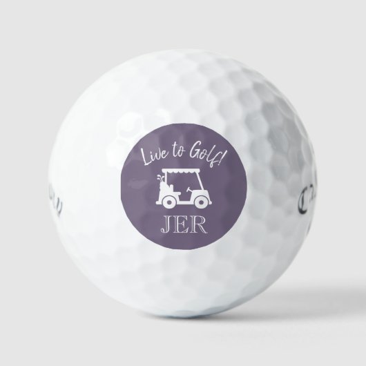 Balles De Golf Panier de golf Live to Golf Monogrammed Initiales (Recto)